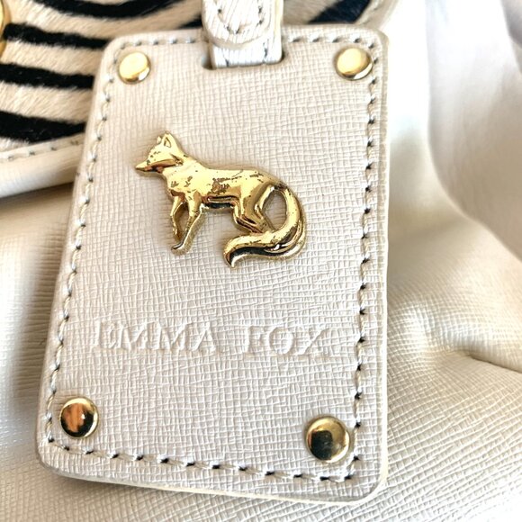 EMMA FOX LEATHER PURSE BAG POCKETBOOK COMPUTER BAG COW PRINT ACCENT PERFECT - Picture 2 of 15